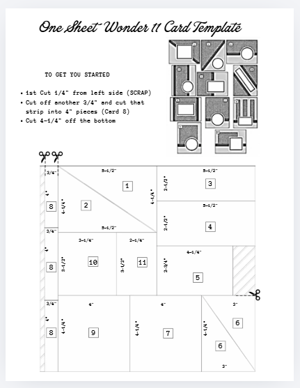 One Sheet Wonder 11 Card cutting template - click to download PDF