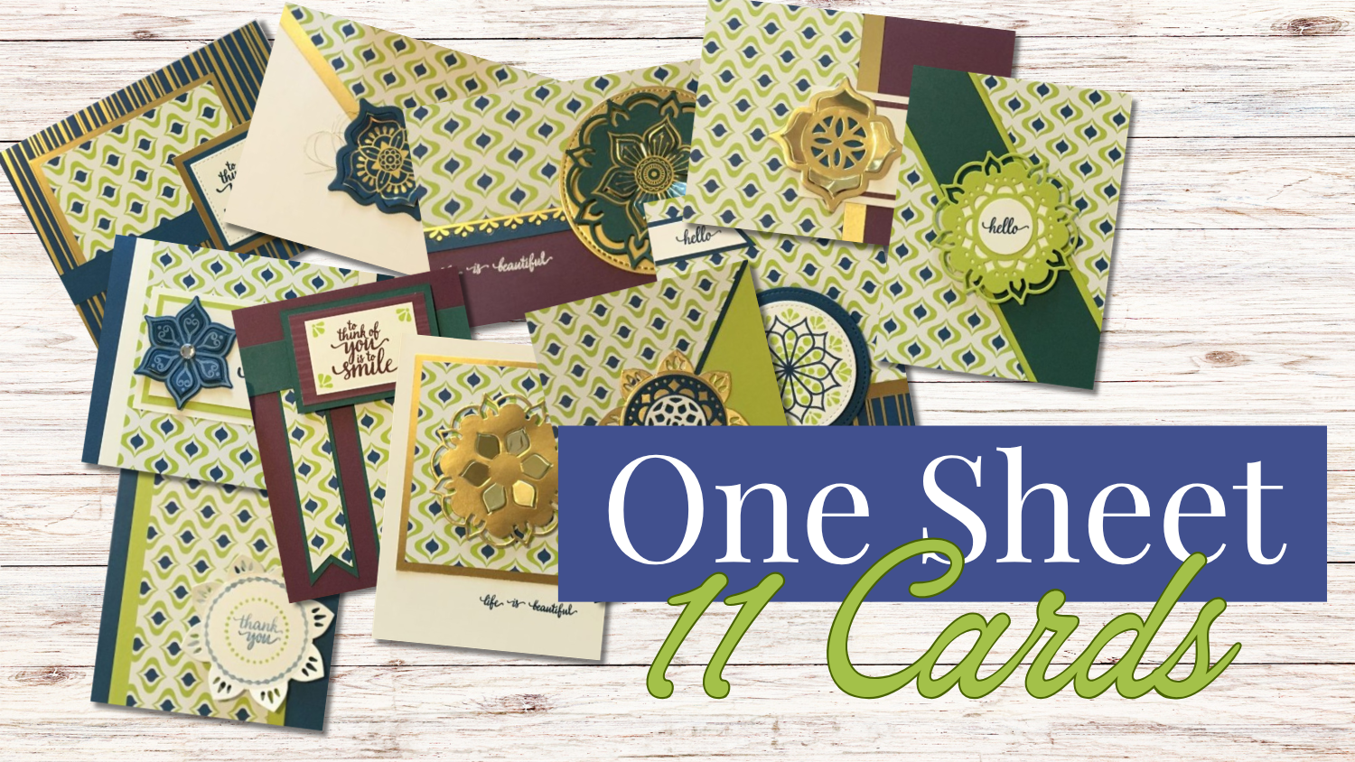 One Sheet Wonder featuring 11 handmade cards from Eastern Palace paper