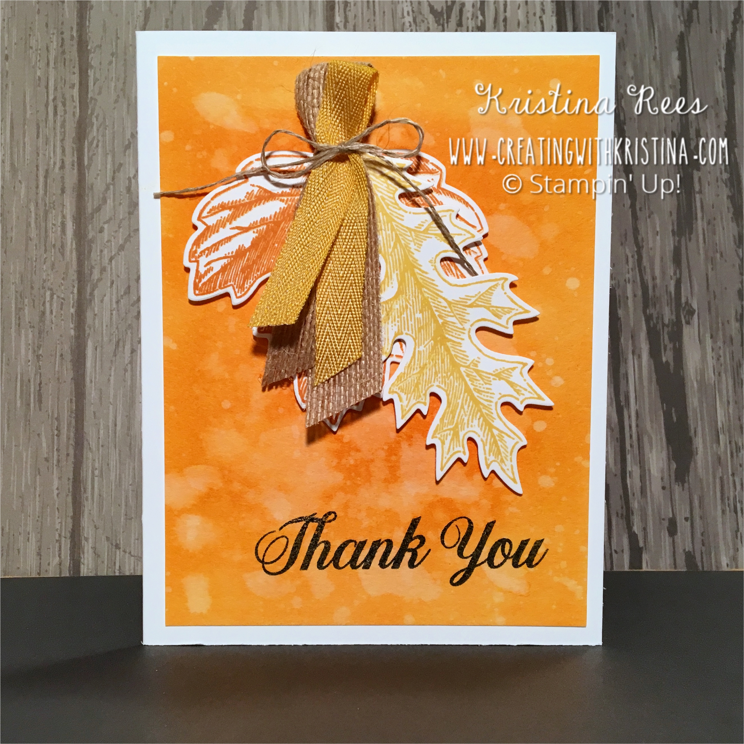 Vintage Leaves Watercolor Background Thank You Card