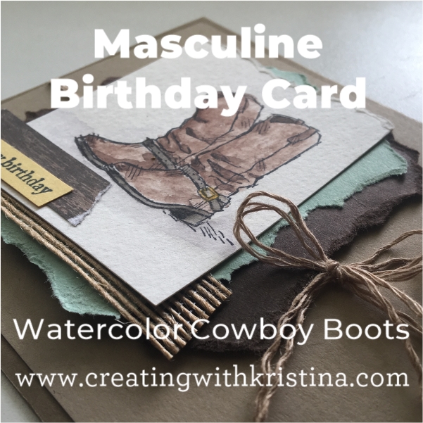 Masculine Birthday Card Watercolor Cowboy Boots