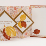 Accordion fun fold fall card featuring layered diamond panels and fall leaf embellishments