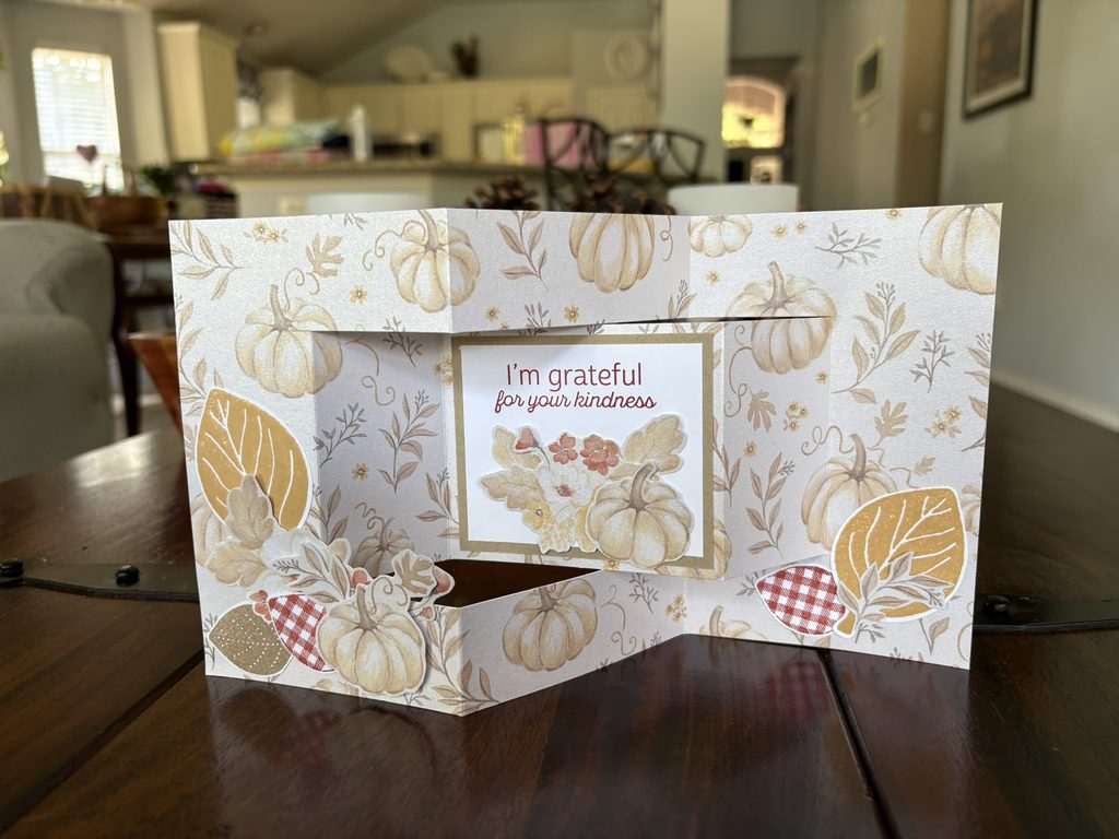 Trifold shutter fold standing open showing the folded panel design