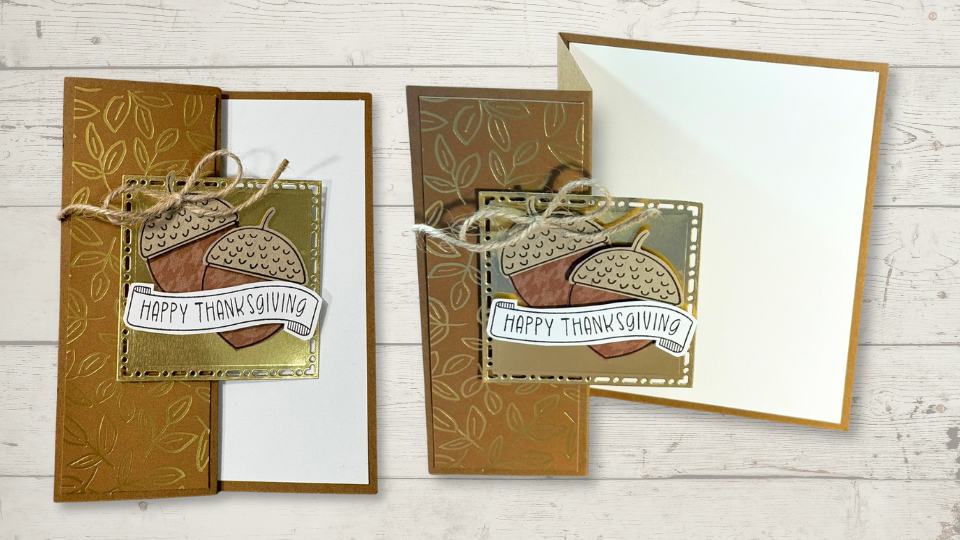 Handmade Z-Fold card featuring Luxe Foliage Designer Series Paper and a Happy Thanksgiving sentiment