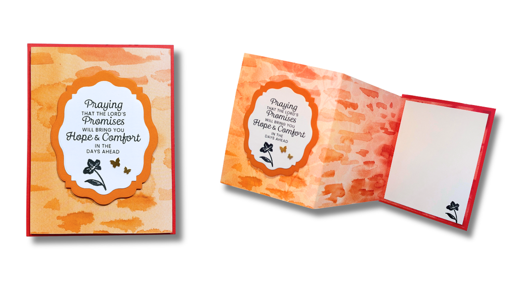 Portrait fun fold card to use up your paper stash with orange patterned paper